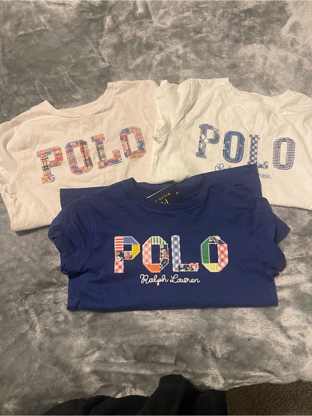 Ralph Lauren Kids Navy Blue 'POLO' Appliqué Tee sold separately or together.